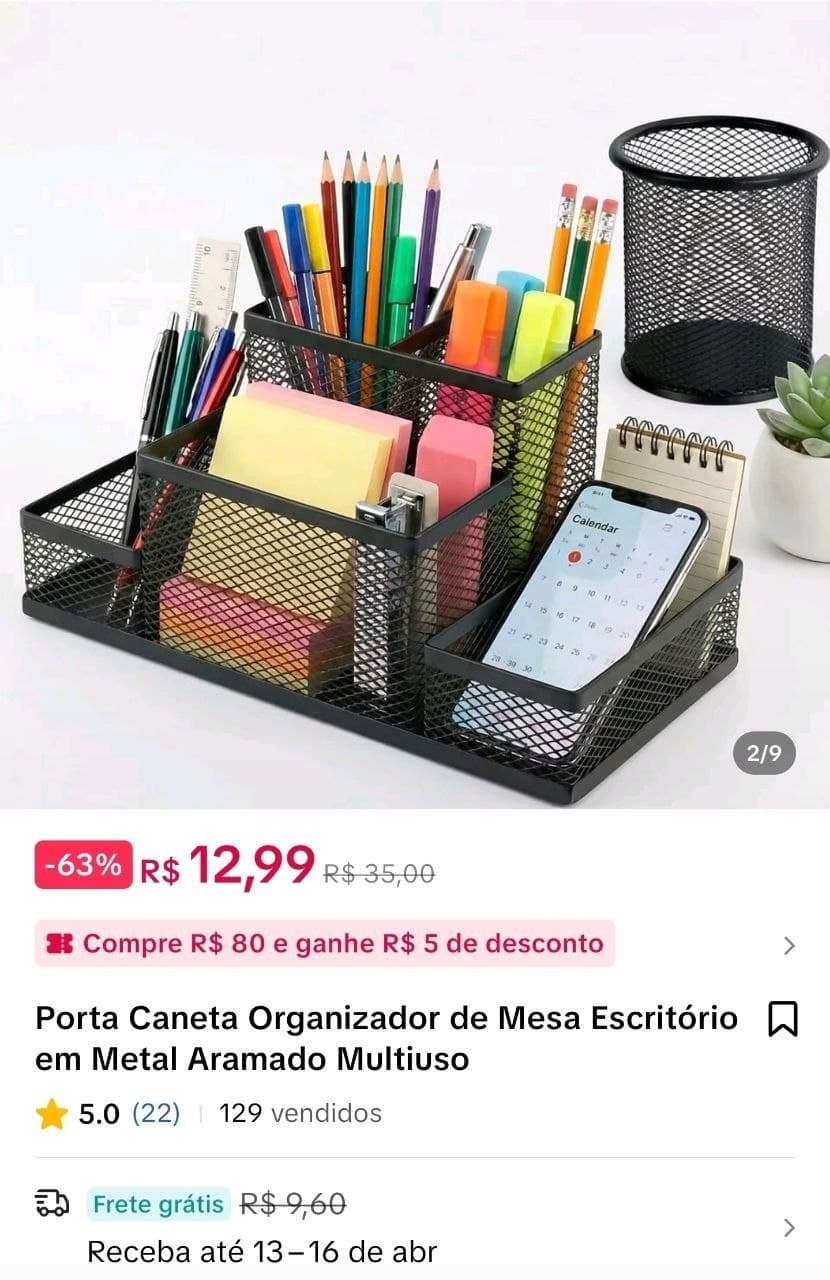 Porta Caneta Organizador de Mesa Escritório 