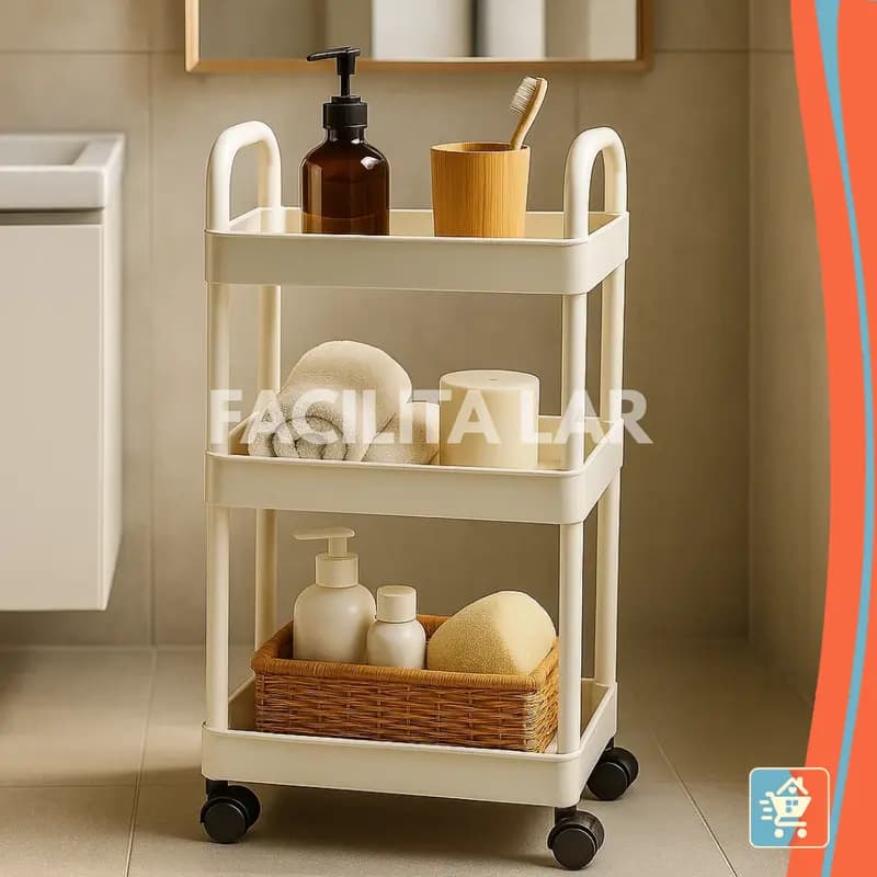 Estante Organizadora Multiuso com Rodinhas 360° – Cozinha, Escritório e Banheiro