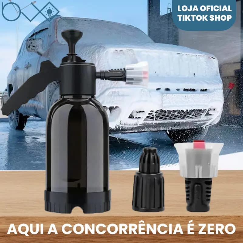 Borrifador Snow Foam Pulverizador Spray Turbo Manual 2 Litros 3 em 1 com Bomba de Pressão Limpeza Ergonômico Preto para Veículos Ambientes Plantas Espuma Premium